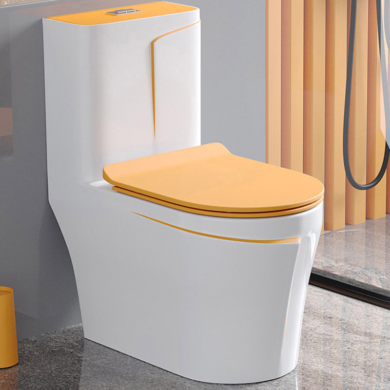 Skirted Flush Toilet Floor Mount Traditional One-Piece Toilet with Slow Close Seat 15"L x 27"W x 30"H White/ Orange Clearhalo 'Bathroom Remodel & Bathroom Fixtures' 'Home Improvement' 'home_improvement' 'home_improvement_toilets' 'Toilets & Bidets' 'Toilets' 6549121