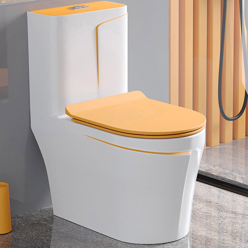 Skirted Flush Toilet Floor Mount Traditional One-Piece Toilet with Slow Close Seat 15"L x 27"W x 30"H White Orange Clearhalo 'Bathroom Remodel & Bathroom Fixtures' 'Home Improvement' 'home_improvement' 'home_improvement_toilets' 'Toilets & Bidets' 'Toilets' 6549121