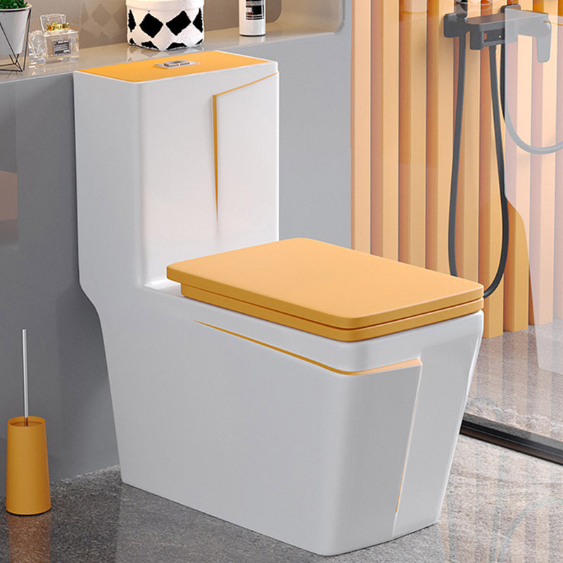 Skirted Toilet Floor Traditional Mount One-Piece Toilet with Slow Close Seat 13"L x 27"W x 30"H White Orange Clearhalo 'Bathroom Remodel & Bathroom Fixtures' 'Home Improvement' 'home_improvement' 'home_improvement_toilets' 'Toilets & Bidets' 'Toilets' 6549194