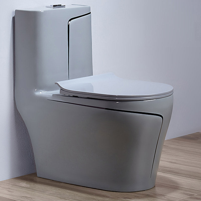 Skirted Toilet Floor Traditional Mount One-Piece Toilet with Slow Close Seat 15"L x 27"W x 30"H Gray/ White Clearhalo 'Bathroom Remodel & Bathroom Fixtures' 'Home Improvement' 'home_improvement' 'home_improvement_toilets' 'Toilets & Bidets' 'Toilets' 6549206