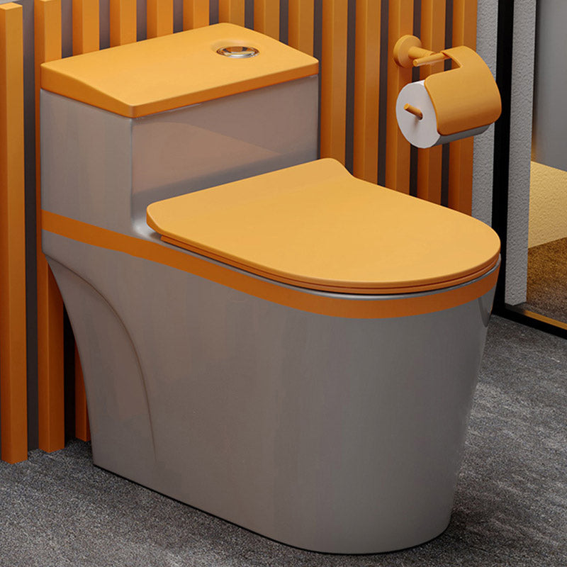 Skirted Toilet Floor Traditional Mount One-Piece Toilet with Slow Close Seat 15"L x 28"W x 25"H Gray/ Orange Clearhalo 'Bathroom Remodel & Bathroom Fixtures' 'Home Improvement' 'home_improvement' 'home_improvement_toilets' 'Toilets & Bidets' 'Toilets' 6549211
