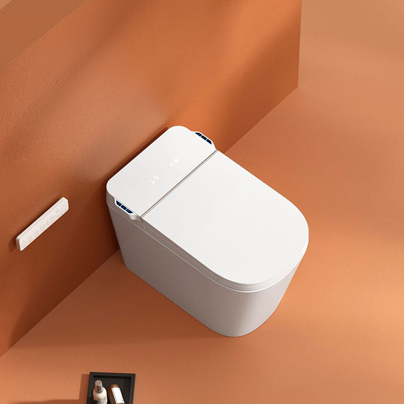 Modern White Toilet Bowl Siphon Jet Toilet with Soft-Close Seat for Bathroom Automatic Lid( Top Configuration) 16" Clearhalo 'Bathroom Remodel & Bathroom Fixtures' 'Home Improvement' 'home_improvement' 'home_improvement_toilets' 'Toilets & Bidets' 'Toilets' 6549226