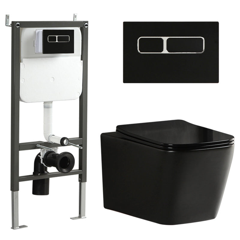 Wall Mount Flush Toilet One-Piece Toilet Contemporary Porcelain Toilet 13"L x 20"W x 13"H Black Toilet with Tanker Clearhalo 'Bathroom Remodel & Bathroom Fixtures' 'Home Improvement' 'home_improvement' 'home_improvement_toilets' 'Toilets & Bidets' 'Toilets' 6549272