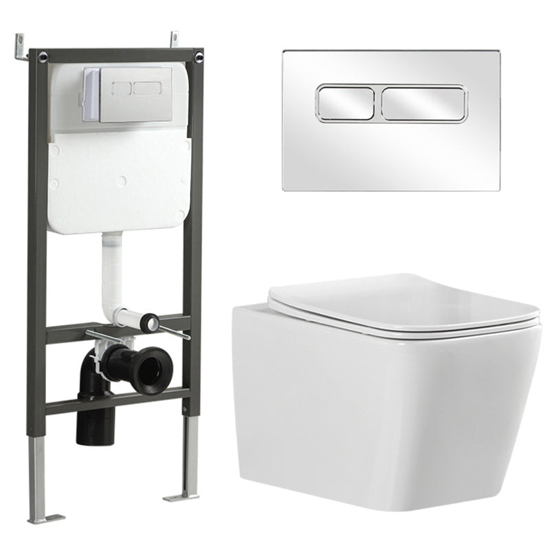 Wall Mount Flush Toilet One-Piece Toilet Contemporary Porcelain Toilet 13"L x 20"W x 13"H White Toilet with Tanker Clearhalo 'Bathroom Remodel & Bathroom Fixtures' 'Home Improvement' 'home_improvement' 'home_improvement_toilets' 'Toilets & Bidets' 'Toilets' 6549273