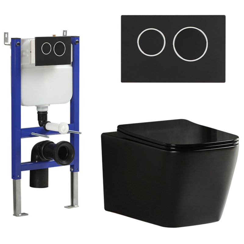Wall Mount Flush Toilet One-Piece Toilet Contemporary Porcelain Toilet 13"L x 20"W x 13"H Black Toilet with Low Tanker Clearhalo 'Bathroom Remodel & Bathroom Fixtures' 'Home Improvement' 'home_improvement' 'home_improvement_toilets' 'Toilets & Bidets' 'Toilets' 6549276
