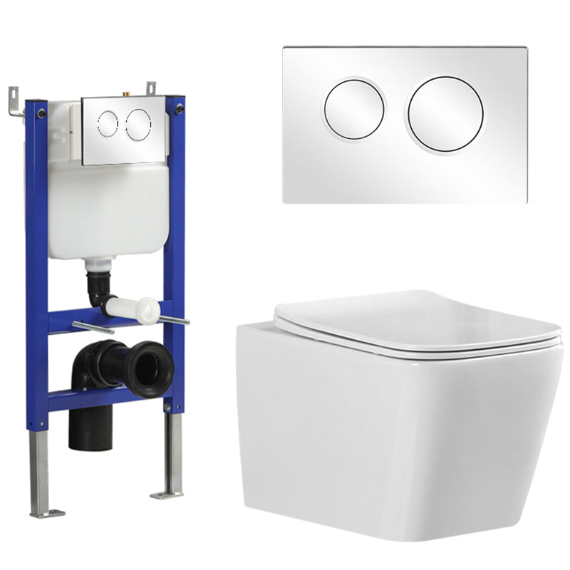 Wall Mount Flush Toilet One-Piece Toilet Contemporary Porcelain Toilet 13"L x 20"W x 13"H White Toilet with Low Tanker Clearhalo 'Bathroom Remodel & Bathroom Fixtures' 'Home Improvement' 'home_improvement' 'home_improvement_toilets' 'Toilets & Bidets' 'Toilets' 6549278