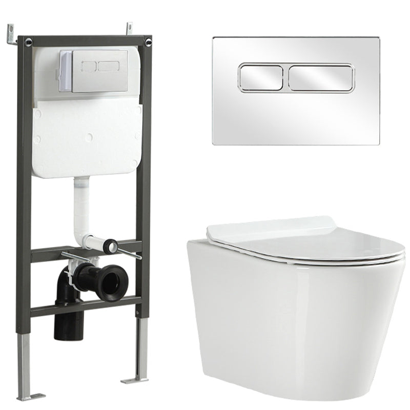 Wall Mount Flush Toilet One-Piece Toilet Contemporary Porcelain Toilet 14"L x 19"W x 15"H White Toilet with Tanker Clearhalo 'Bathroom Remodel & Bathroom Fixtures' 'Home Improvement' 'home_improvement' 'home_improvement_toilets' 'Toilets & Bidets' 'Toilets' 6549281