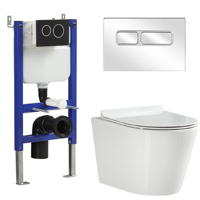 Wall Mount Flush Toilet One-Piece Toilet Contemporary Porcelain Toilet 14"L x 19"W x 15"H White Toilet with Low Tanker Clearhalo 'Bathroom Remodel & Bathroom Fixtures' 'Home Improvement' 'home_improvement' 'home_improvement_toilets' 'Toilets & Bidets' 'Toilets' 6549285
