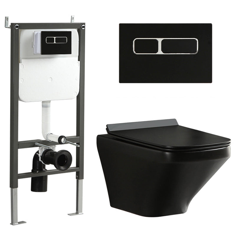 Wall Mount Flush Toilet One-Piece Toilet Contemporary Porcelain Toilet 15"L x 21"W x 14"H Black Toilet with Tanker Clearhalo 'Bathroom Remodel & Bathroom Fixtures' 'Home Improvement' 'home_improvement' 'home_improvement_toilets' 'Toilets & Bidets' 'Toilets' 6549287