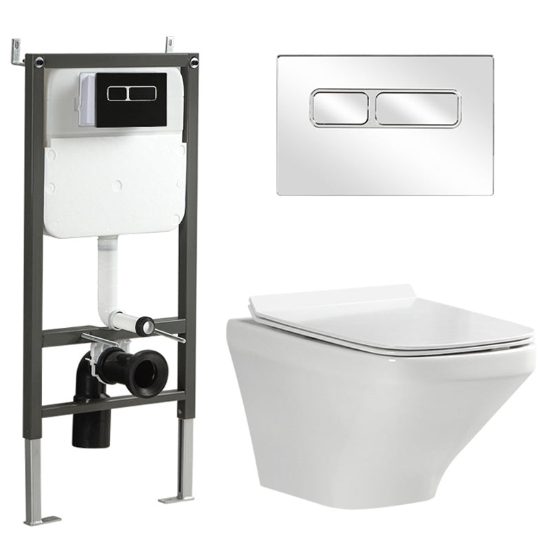 Wall Mount Flush Toilet One-Piece Toilet Contemporary Porcelain Toilet 15"L x 21"W x 14"H White Toilet with Tanker Clearhalo 'Bathroom Remodel & Bathroom Fixtures' 'Home Improvement' 'home_improvement' 'home_improvement_toilets' 'Toilets & Bidets' 'Toilets' 6549289