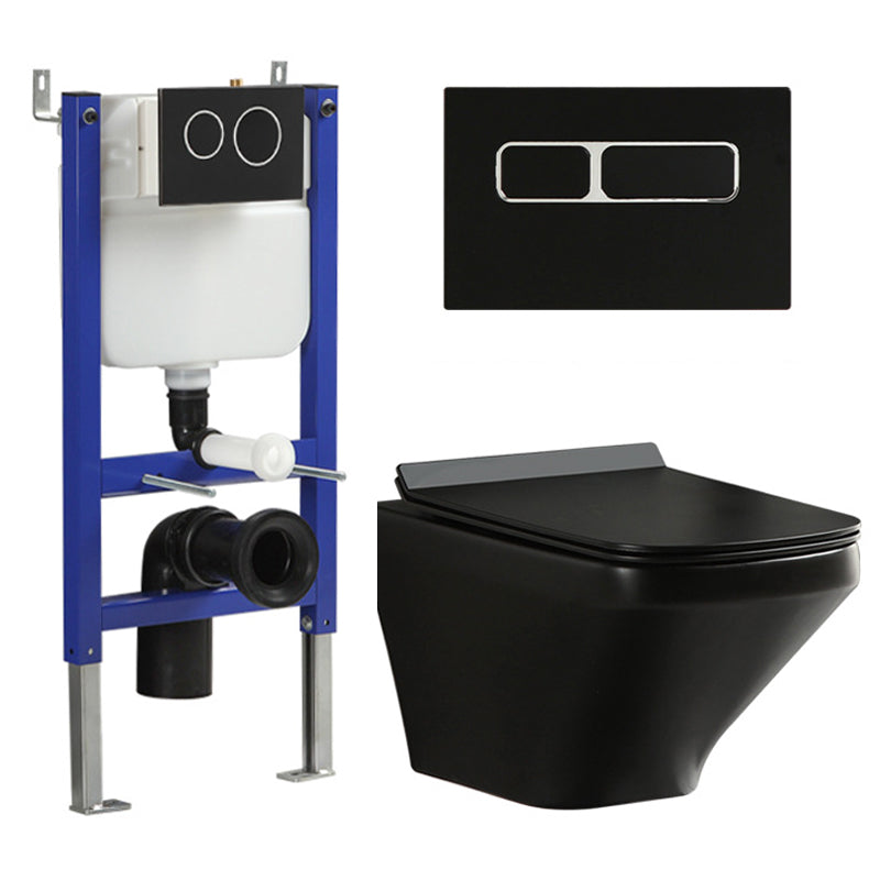 Wall Mount Flush Toilet One-Piece Toilet Contemporary Porcelain Toilet 15"L x 21"W x 14"H Black Toilet with Low Tanker Clearhalo 'Bathroom Remodel & Bathroom Fixtures' 'Home Improvement' 'home_improvement' 'home_improvement_toilets' 'Toilets & Bidets' 'Toilets' 6549291