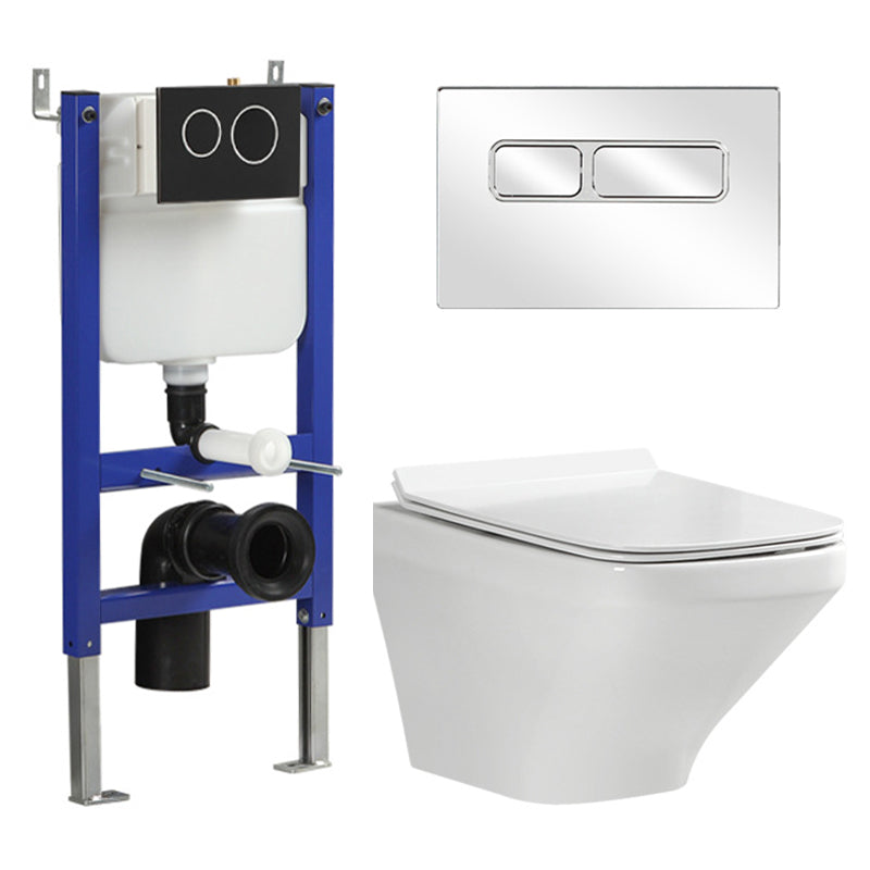 Wall Mount Flush Toilet One-Piece Toilet Contemporary Porcelain Toilet 15"L x 21"W x 14"H White Toilet with Low Tanker Clearhalo 'Bathroom Remodel & Bathroom Fixtures' 'Home Improvement' 'home_improvement' 'home_improvement_toilets' 'Toilets & Bidets' 'Toilets' 6549293
