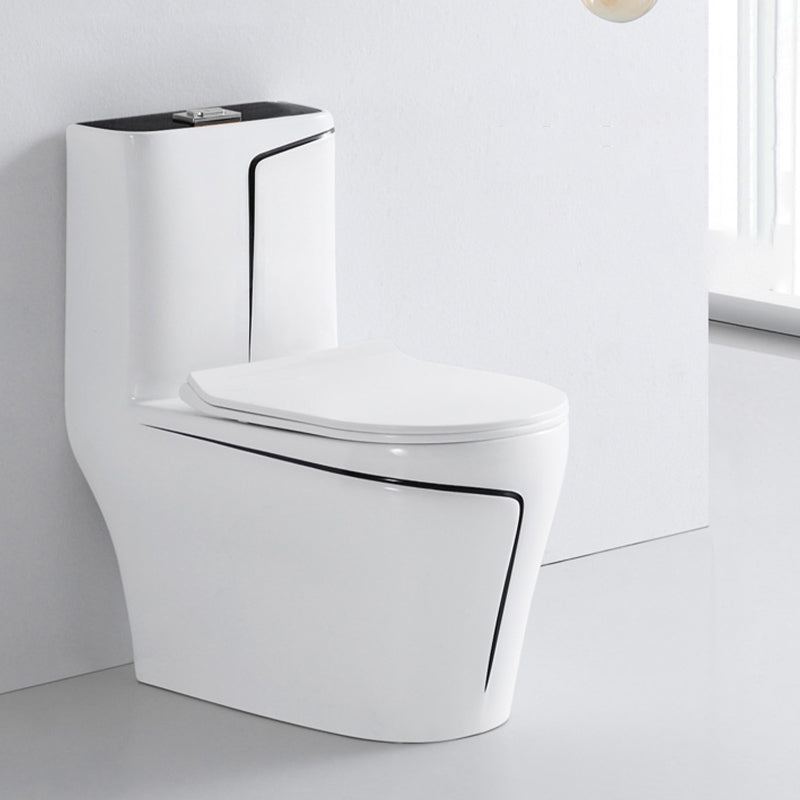 Skirted Toilet Traditional Floor Mount One-Piece Toilet with Slow Close Seat 15"L x 27"W x 29"H Black White 12" Clearhalo 'Bathroom Remodel & Bathroom Fixtures' 'Home Improvement' 'home_improvement' 'home_improvement_toilets' 'Toilets & Bidets' 'Toilets' 6549317