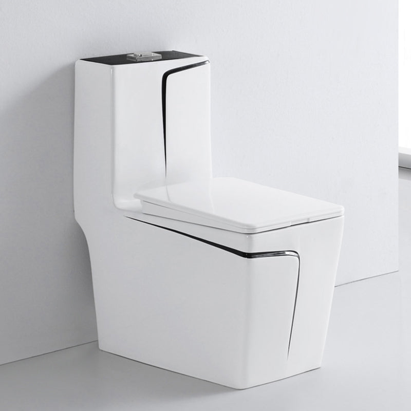 Skirted Toilet Traditional Floor Mount One-Piece Toilet with Slow Close Seat 14"L x 27"W x 31"H Black White Clearhalo 'Bathroom Remodel & Bathroom Fixtures' 'Home Improvement' 'home_improvement' 'home_improvement_toilets' 'Toilets & Bidets' 'Toilets' 6549320