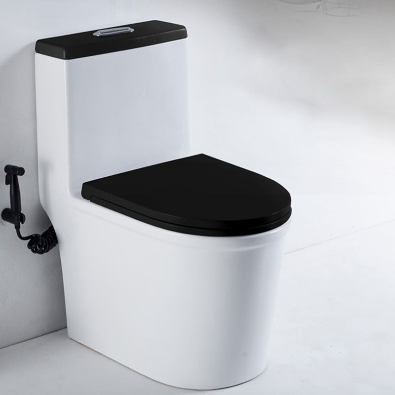 Skirted Toilet Traditional Floor Mount One-Piece Toilet with Slow Close Seat 15"L x 23"W x 29"H Black/ White 12" Clearhalo 'Bathroom Remodel & Bathroom Fixtures' 'Home Improvement' 'home_improvement' 'home_improvement_toilets' 'Toilets & Bidets' 'Toilets' 6549321