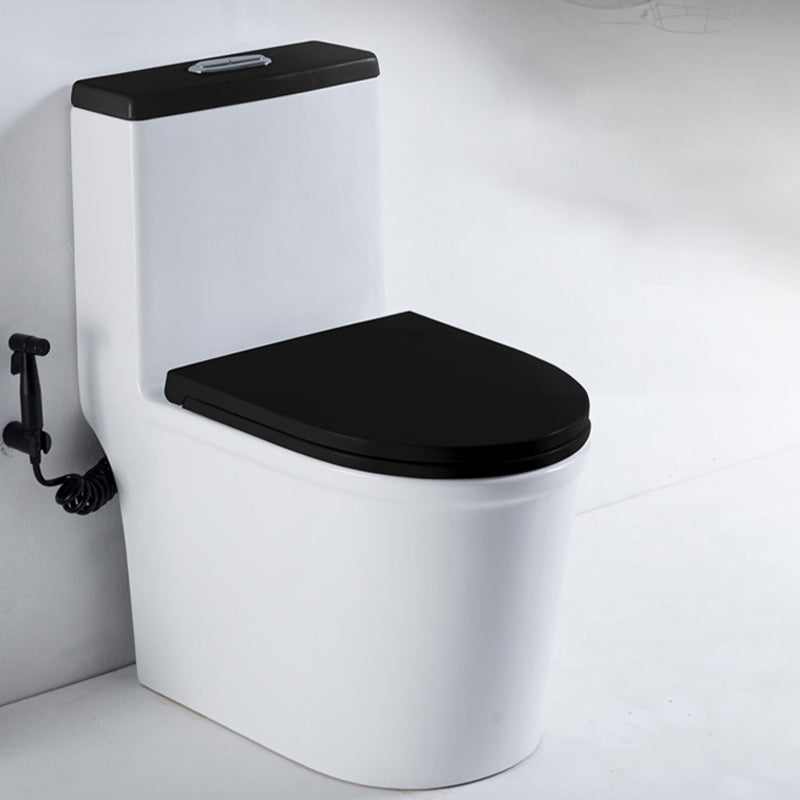 Skirted Toilet Traditional Floor Mount One-Piece Toilet with Slow Close Seat 15"L x 23"W x 29"H Black White 12" Clearhalo 'Bathroom Remodel & Bathroom Fixtures' 'Home Improvement' 'home_improvement' 'home_improvement_toilets' 'Toilets & Bidets' 'Toilets' 6549321