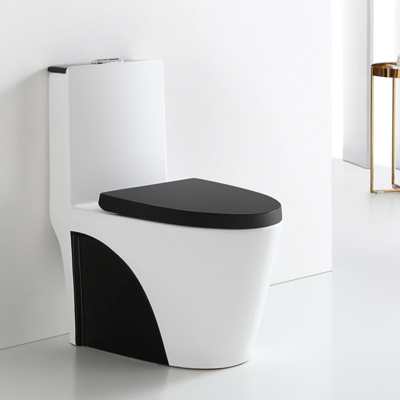 Skirted Toilet Traditional Floor Mount One-Piece Toilet with Slow Close Seat 15"L x 26"W x 31"H Black White Clearhalo 'Bathroom Remodel & Bathroom Fixtures' 'Home Improvement' 'home_improvement' 'home_improvement_toilets' 'Toilets & Bidets' 'Toilets' 6549324