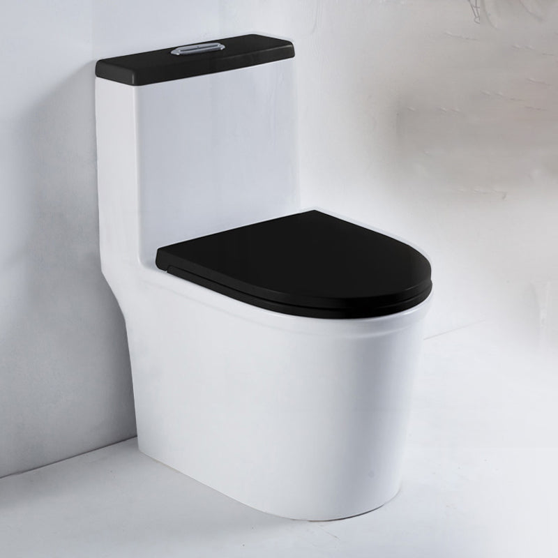 Skirted Toilet Traditional Floor Mount One-Piece Toilet with Slow Close Seat 15"L x 23"W x 29"H Black/ White Clearhalo 'Bathroom Remodel & Bathroom Fixtures' 'Home Improvement' 'home_improvement' 'home_improvement_toilets' 'Toilets & Bidets' 'Toilets' 6549328