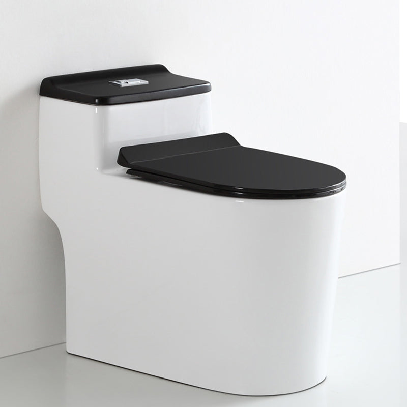 Skirted Toilet Traditional Floor Mount One-Piece Toilet with Slow Close Seat 15"L x 27"W x 24"H Black/ White Clearhalo 'Bathroom Remodel & Bathroom Fixtures' 'Home Improvement' 'home_improvement' 'home_improvement_toilets' 'Toilets & Bidets' 'Toilets' 6549332