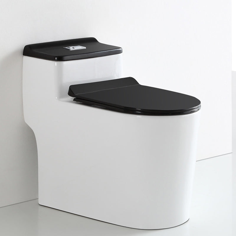 Skirted Toilet Traditional Floor Mount One-Piece Toilet with Slow Close Seat 15"L x 27"W x 24"H Black White Clearhalo 'Bathroom Remodel & Bathroom Fixtures' 'Home Improvement' 'home_improvement' 'home_improvement_toilets' 'Toilets & Bidets' 'Toilets' 6549332