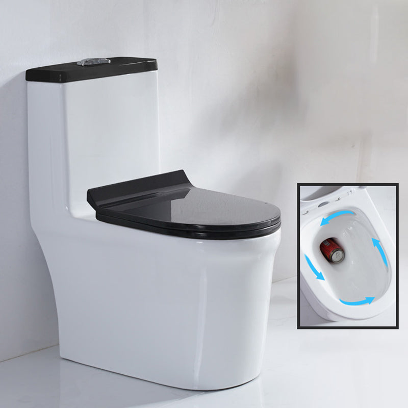 Skirted Toilet Traditional Floor Mount One-Piece Toilet with Slow Close Seat 15"L x 27"W x 30"H Black White Clearhalo 'Bathroom Remodel & Bathroom Fixtures' 'Home Improvement' 'home_improvement' 'home_improvement_toilets' 'Toilets & Bidets' 'Toilets' 6549335
