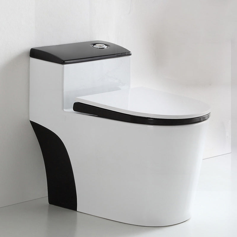 Skirted Toilet Traditional Floor Mount One-Piece Toilet with Slow Close Seat 15"L x 28"W x 25"H Black White Clearhalo 'Bathroom Remodel & Bathroom Fixtures' 'Home Improvement' 'home_improvement' 'home_improvement_toilets' 'Toilets & Bidets' 'Toilets' 6549342