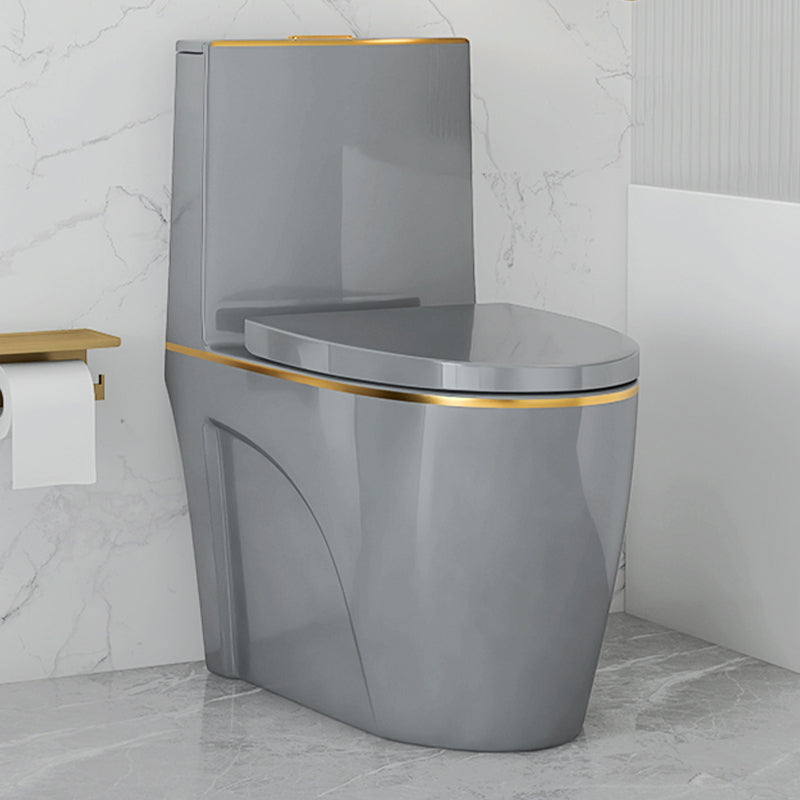 Traditional Siphon Jet Concealed Tank Flush Toilet Floor Mount Toilet Bowl with Seat 15"L x 26"W x 31"H Grey/ Gold Clearhalo 'Bathroom Remodel & Bathroom Fixtures' 'Home Improvement' 'home_improvement' 'home_improvement_toilets' 'Toilets & Bidets' 'Toilets' 6549386