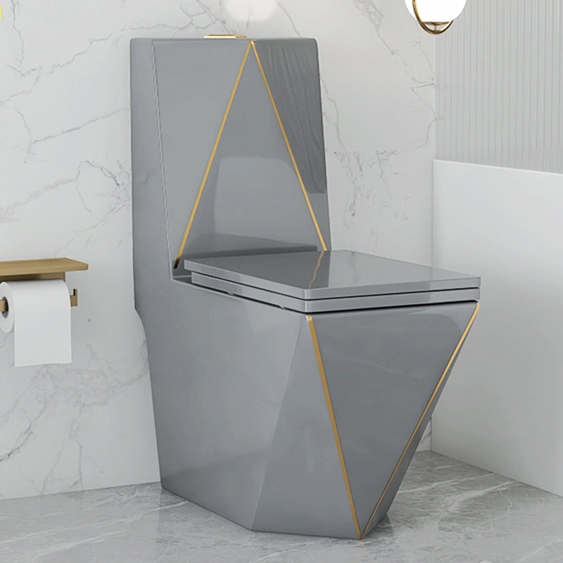 Traditional Siphon Jet Concealed Tank Flush Toilet Floor Mount Toilet Bowl with Seat 15"L x 27"W x 33"H Grey Gold Clearhalo 'Bathroom Remodel & Bathroom Fixtures' 'Home Improvement' 'home_improvement' 'home_improvement_toilets' 'Toilets & Bidets' 'Toilets' 6549391