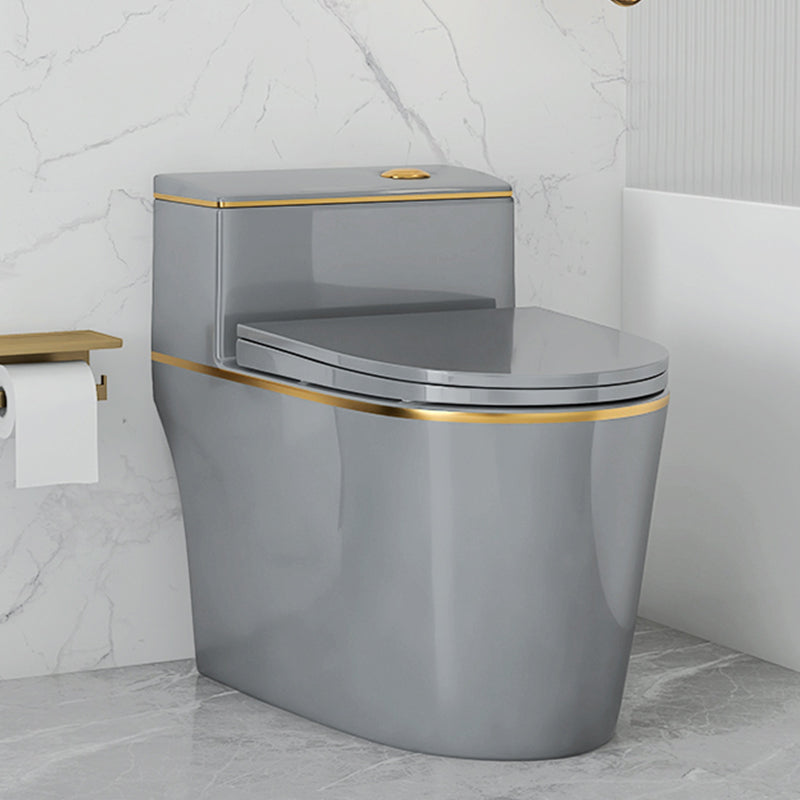 Traditional Siphon Jet Concealed Tank Flush Toilet Floor Mount Toilet Bowl with Seat 15"L x 28"W x 25"H Grey/ Gold Clearhalo 'Bathroom Remodel & Bathroom Fixtures' 'Home Improvement' 'home_improvement' 'home_improvement_toilets' 'Toilets & Bidets' 'Toilets' 6549394