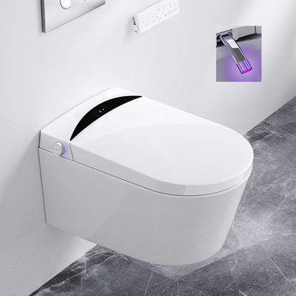 Modern Concealed Tank Toilet Skirted ABS Wall Mount Flush Toilet with Seat Automatic Lid( Top Configuration) Toilet with High Tanker Clearhalo 'Bathroom Remodel & Bathroom Fixtures' 'Home Improvement' 'home_improvement' 'home_improvement_toilets' 'Toilets & Bidets' 'Toilets' 6549797