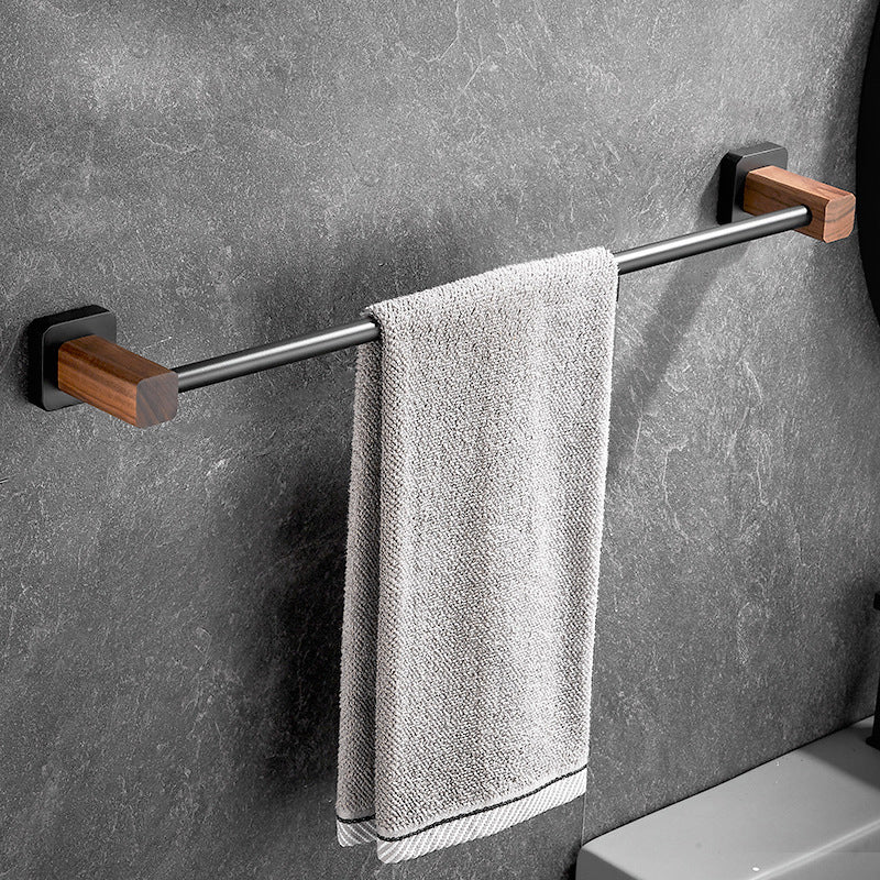 Wood & Aluminum Bath Hardware Set Brown Bathroom Accessory Kit Clearhalo 'Bathroom Hardware Sets' 'Bathroom Hardware' 'Bathroom Remodel & Bathroom Fixtures' 'bathroom_hardware_sets' 'Home Improvement' 'home_improvement' 'home_improvement_bathroom_hardware_sets' 6550511