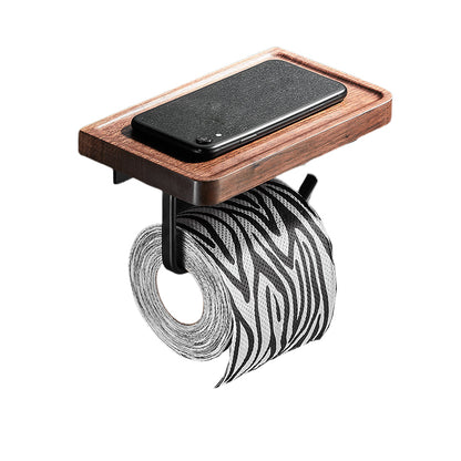 Wood & Aluminum Bath Hardware Set Brown Bathroom Accessory Kit Toilet Paper Holder (8"L) Clearhalo 'Bathroom Hardware Sets' 'Bathroom Hardware' 'Bathroom Remodel & Bathroom Fixtures' 'bathroom_hardware_sets' 'Home Improvement' 'home_improvement' 'home_improvement_bathroom_hardware_sets' 6550518