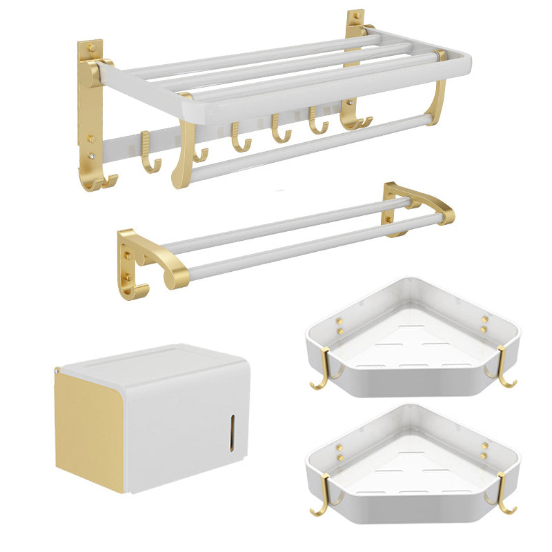Modern Bath Hardware Set Bath Shelf Towel Bar Bathroom Accessories Hardware Set 5-Piece Set (Double Rods) Clearhalo 'Bathroom Hardware Sets' 'Bathroom Hardware' 'Bathroom Remodel & Bathroom Fixtures' 'bathroom_hardware_sets' 'Home Improvement' 'home_improvement' 'home_improvement_bathroom_hardware_sets' 6550660
