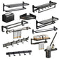 Contemporary Black Finish Bathroom Accessory Set with Bath Shelf/Towel Bar Clearhalo 'Bathroom Hardware Sets' 'Bathroom Hardware' 'Bathroom Remodel & Bathroom Fixtures' 'bathroom_hardware_sets' 'Home Improvement' 'home_improvement' 'home_improvement_bathroom_hardware_sets' 6550688