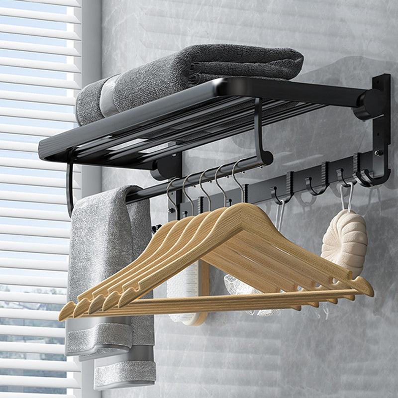 Classic Bath Hardware Set in Aluminum Black Finish Robe Hooks/ Towel Bar Clearhalo 'Bathroom Hardware Sets' 'Bathroom Hardware' 'Bathroom Remodel & Bathroom Fixtures' 'bathroom_hardware_sets' 'Home Improvement' 'home_improvement' 'home_improvement_bathroom_hardware_sets' 6550740