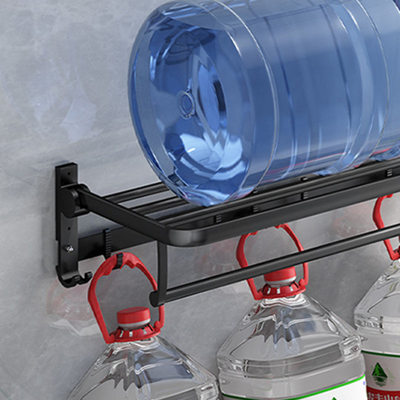 Classic Bath Hardware Set in Aluminum Black Finish Robe Hooks/ Towel Bar Clearhalo 'Bathroom Hardware Sets' 'Bathroom Hardware' 'Bathroom Remodel & Bathroom Fixtures' 'bathroom_hardware_sets' 'Home Improvement' 'home_improvement' 'home_improvement_bathroom_hardware_sets' 6550744