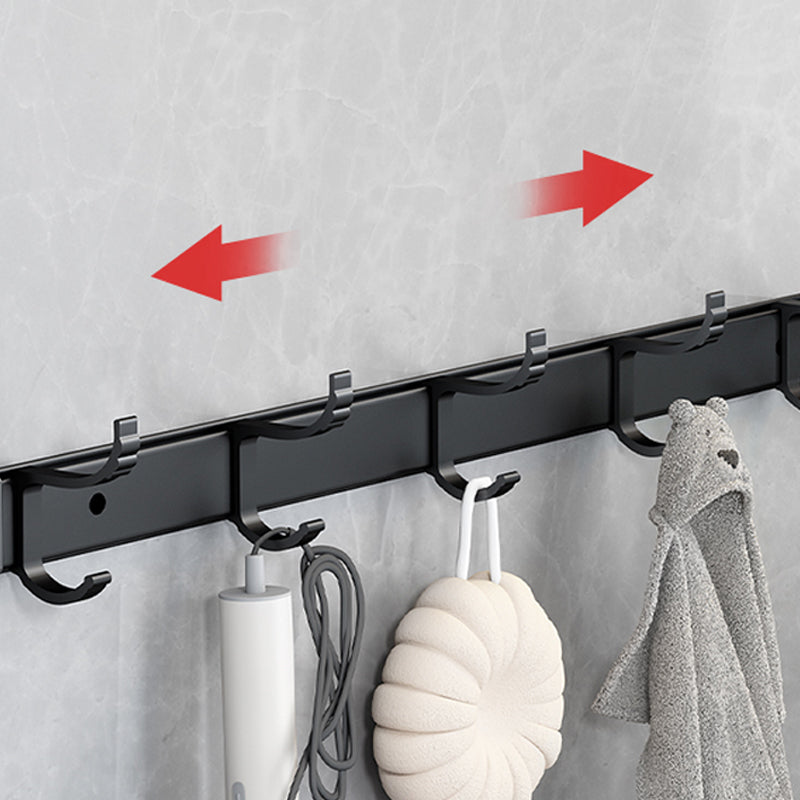 Classic Bath Hardware Set in Aluminum Black Finish Robe Hooks/ Towel Bar Clearhalo 'Bathroom Hardware Sets' 'Bathroom Hardware' 'Bathroom Remodel & Bathroom Fixtures' 'bathroom_hardware_sets' 'Home Improvement' 'home_improvement' 'home_improvement_bathroom_hardware_sets' 6550751