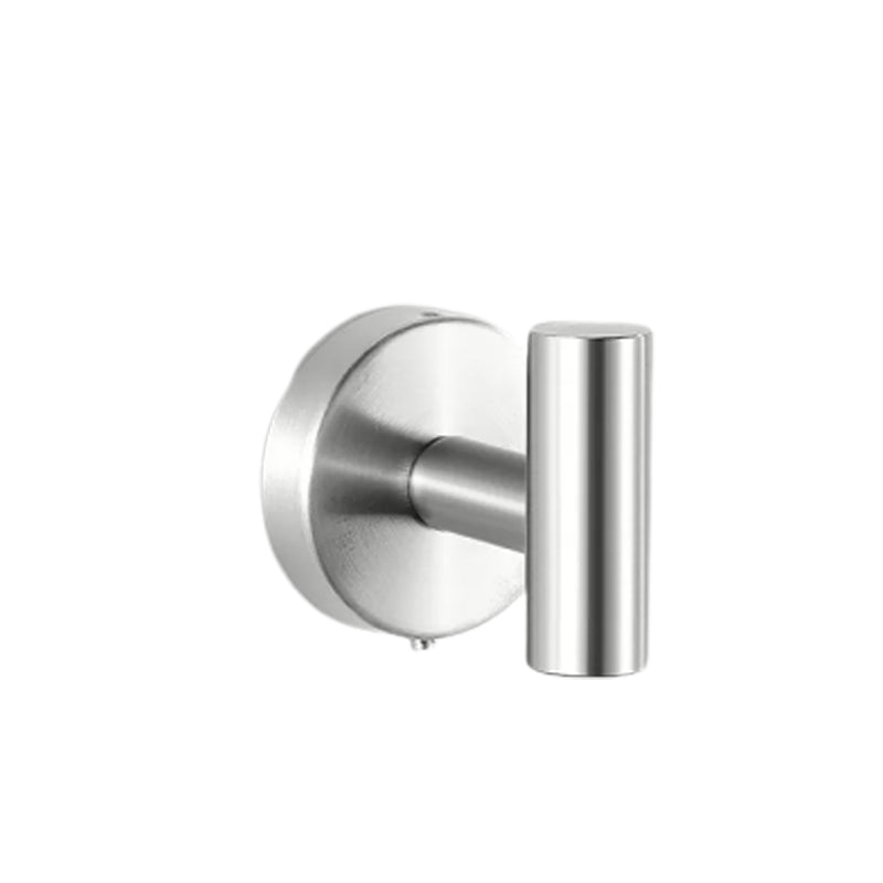 Modern Stainless Steel Bathroom Hardware Set Brushed Chrome Towel Bar/Ring & Robe Hooks Silver Towel Robe Hook (Round) Clearhalo 'Bathroom Hardware Sets' 'Bathroom Hardware' 'Bathroom Remodel & Bathroom Fixtures' 'bathroom_hardware_sets' 'Home Improvement' 'home_improvement' 'home_improvement_bathroom_hardware_sets' 6550799