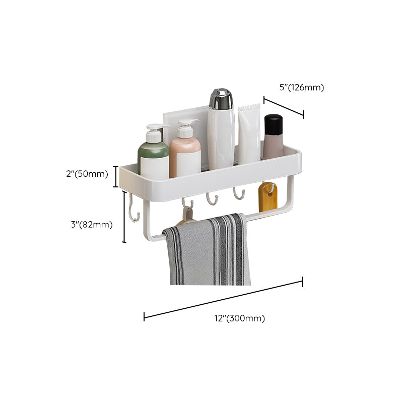 Contemporary Bathroom Accessory Set Metal Bath Shelf in White Clearhalo 'Bathroom Hardware Sets' 'Bathroom Hardware' 'Bathroom Remodel & Bathroom Fixtures' 'bathroom_hardware_sets' 'Home Improvement' 'home_improvement' 'home_improvement_bathroom_hardware_sets' 6550865