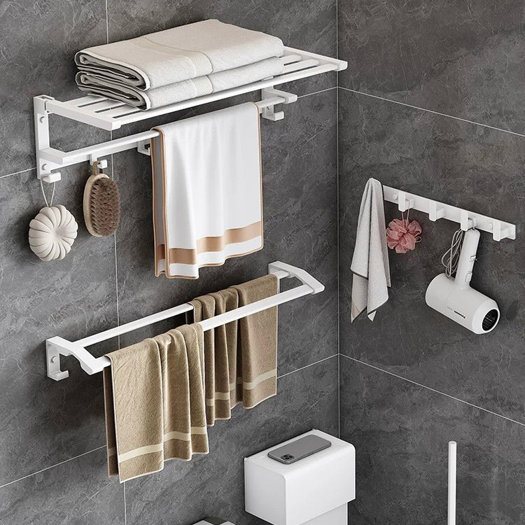 Modern White Bathroom Hardware Set Towel Bar Bath Shelf Bath Hardware Set Clearhalo 'Bathroom Hardware Sets' 'Bathroom Hardware' 'Bathroom Remodel & Bathroom Fixtures' 'bathroom_hardware_sets' 'Home Improvement' 'home_improvement' 'home_improvement_bathroom_hardware_sets' 6550909