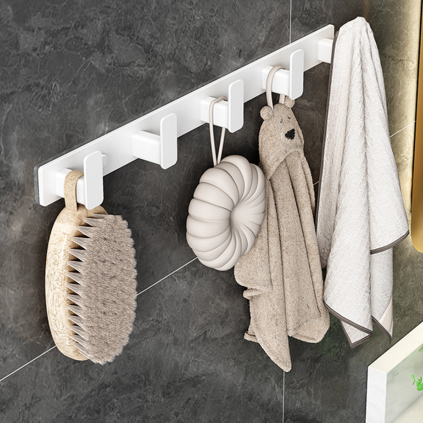 Modern White Bathroom Hardware Set Towel Bar Bath Shelf Bath Hardware Set Towel Robe Hook (Row Hooks) Clearhalo 'Bathroom Hardware Sets' 'Bathroom Hardware' 'Bathroom Remodel & Bathroom Fixtures' 'bathroom_hardware_sets' 'Home Improvement' 'home_improvement' 'home_improvement_bathroom_hardware_sets' 6550927