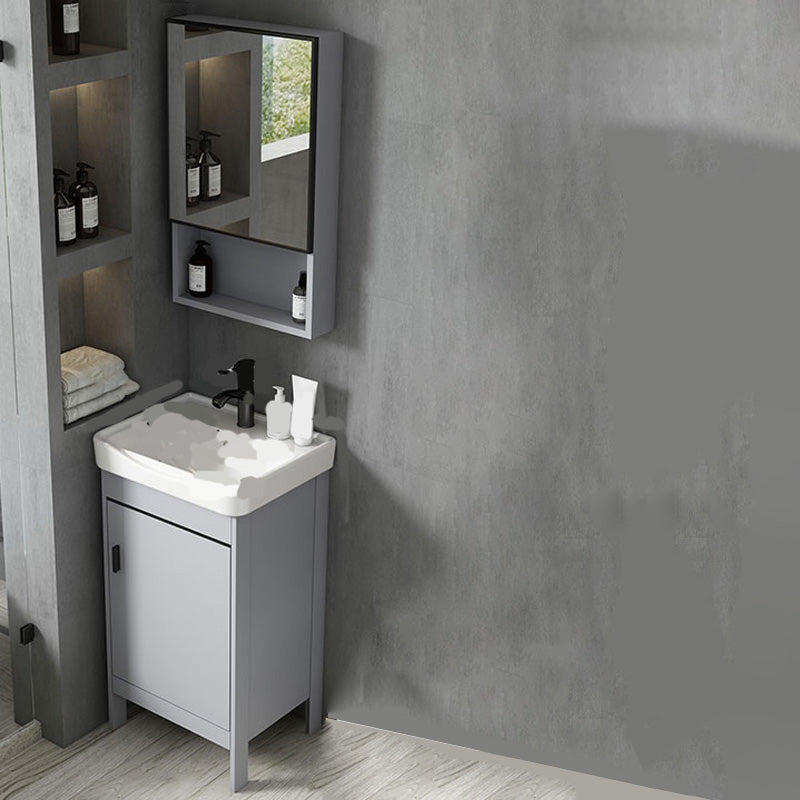 Contemporary Sink Vanity Freestanding Mirror Cabinet Open Console with Sink Set Vanity & Faucet & Mirror Cabinet 16.9"L x 13.8"W x 31.9"H Clearhalo 'Bathroom Remodel & Bathroom Fixtures' 'Bathroom Vanities' 'bathroom_vanities' 'Home Improvement' 'home_improvement' 'home_improvement_bathroom_vanities' 6555375