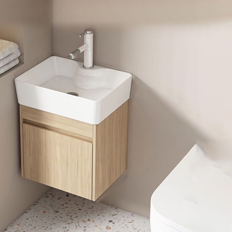 Basic Wooden Sink Vanity Wall-Mounted Vanity Cabinet with Mirror Cabinet Bathroom Vanity 16"L x 12"W x 19"H Clearhalo 'Bathroom Remodel & Bathroom Fixtures' 'Bathroom Vanities' 'bathroom_vanities' 'Home Improvement' 'home_improvement' 'home_improvement_bathroom_vanities' 6555398