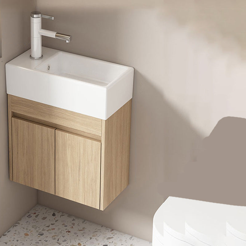 Basic Wooden Sink Vanity Wall-Mounted Vanity Cabinet with Mirror Cabinet Bathroom Vanity 19"L x 10"W x 19"H Clearhalo 'Bathroom Remodel & Bathroom Fixtures' 'Bathroom Vanities' 'bathroom_vanities' 'Home Improvement' 'home_improvement' 'home_improvement_bathroom_vanities' 6555401