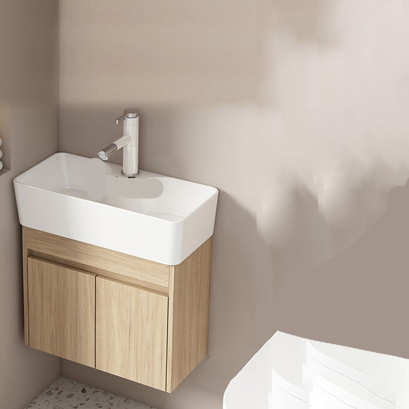 Basic Wooden Sink Vanity Wall-Mounted Vanity Cabinet with Mirror Cabinet Bathroom Vanity 20"L x 10"W x 19"H Clearhalo 'Bathroom Remodel & Bathroom Fixtures' 'Bathroom Vanities' 'bathroom_vanities' 'Home Improvement' 'home_improvement' 'home_improvement_bathroom_vanities' 6555410
