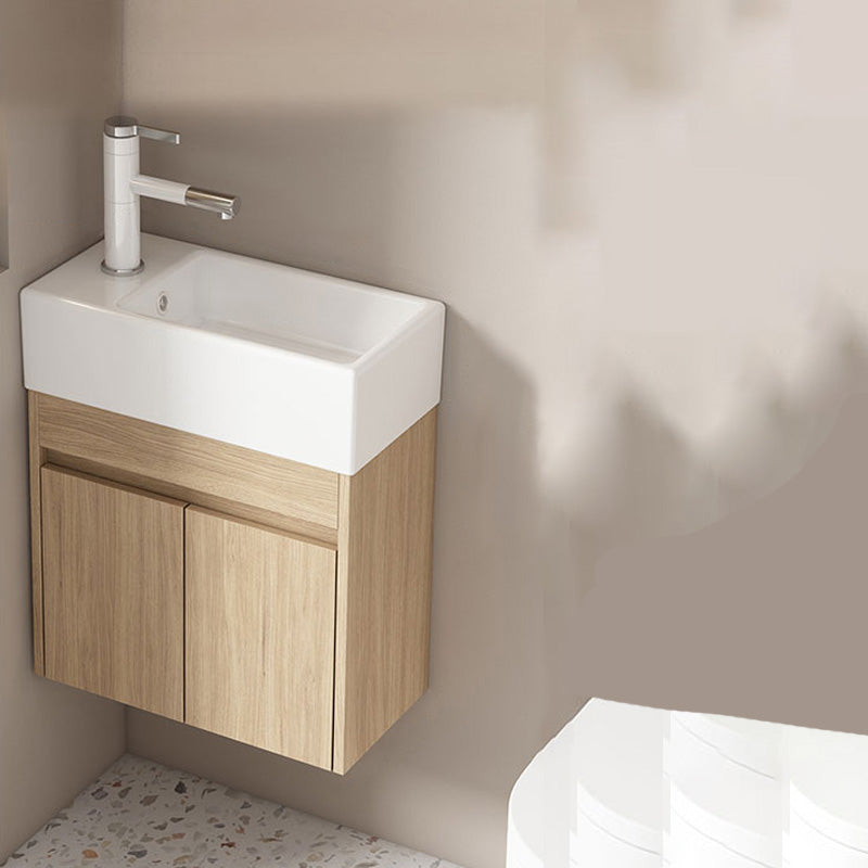 Basic Wooden Sink Vanity Wall-Mounted Vanity Cabinet with Mirror Cabinet Bathroom Vanity 18"L x 10"W x 19"H Clearhalo 'Bathroom Remodel & Bathroom Fixtures' 'Bathroom Vanities' 'bathroom_vanities' 'Home Improvement' 'home_improvement' 'home_improvement_bathroom_vanities' 6555412