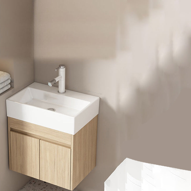 Basic Wooden Sink Vanity Wall-Mounted Vanity Cabinet with Mirror Cabinet Bathroom Vanity 21"L x 14"W x 19"H Clearhalo 'Bathroom Remodel & Bathroom Fixtures' 'Bathroom Vanities' 'bathroom_vanities' 'Home Improvement' 'home_improvement' 'home_improvement_bathroom_vanities' 6555415