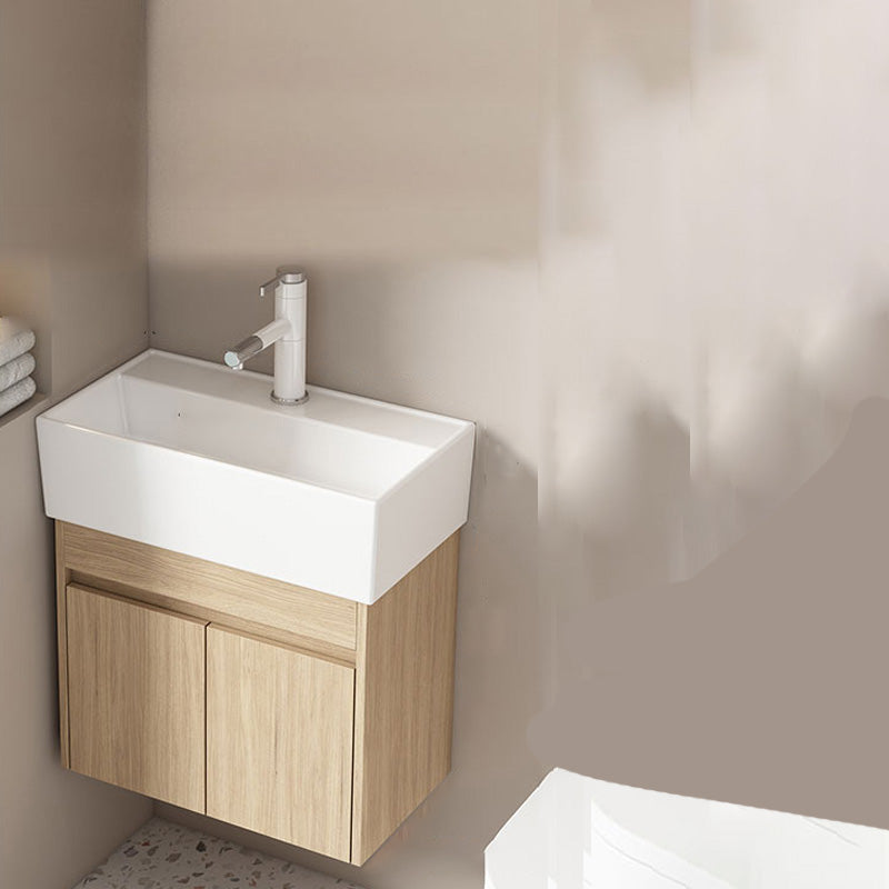 Basic Wooden Sink Vanity Wall-Mounted Vanity Cabinet with Mirror Cabinet Bathroom Vanity 20"L x 12"W x 19"H Clearhalo 'Bathroom Remodel & Bathroom Fixtures' 'Bathroom Vanities' 'bathroom_vanities' 'Home Improvement' 'home_improvement' 'home_improvement_bathroom_vanities' 6555417