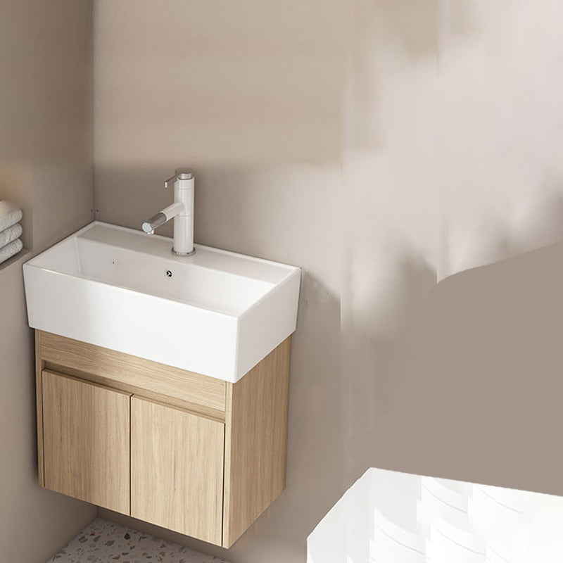 Basic Wooden Sink Vanity Wall-Mounted Vanity Cabinet with Mirror Cabinet Bathroom Vanity 22"L x 12"W x 19"H Clearhalo 'Bathroom Remodel & Bathroom Fixtures' 'Bathroom Vanities' 'bathroom_vanities' 'Home Improvement' 'home_improvement' 'home_improvement_bathroom_vanities' 6555420