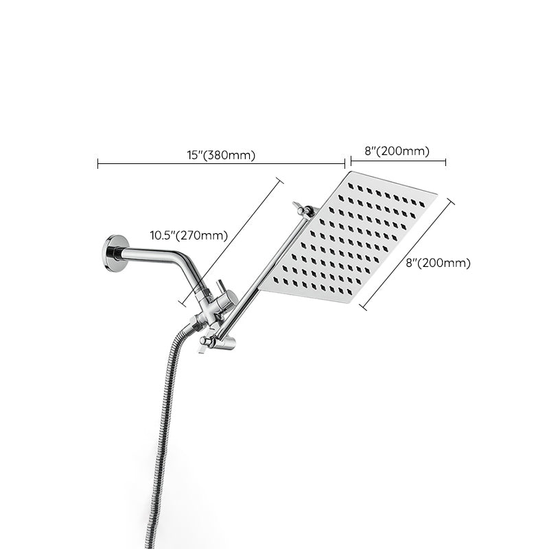 Silver Square Fixed Shower Head Modern Style Wall-Mount Showerhead Clearhalo 'Bathroom Remodel & Bathroom Fixtures' 'Home Improvement' 'home_improvement' 'home_improvement_shower_heads' 'Shower Heads' 'shower_heads' 'Showers & Bathtubs Plumbing' 'Showers & Bathtubs' 6555428